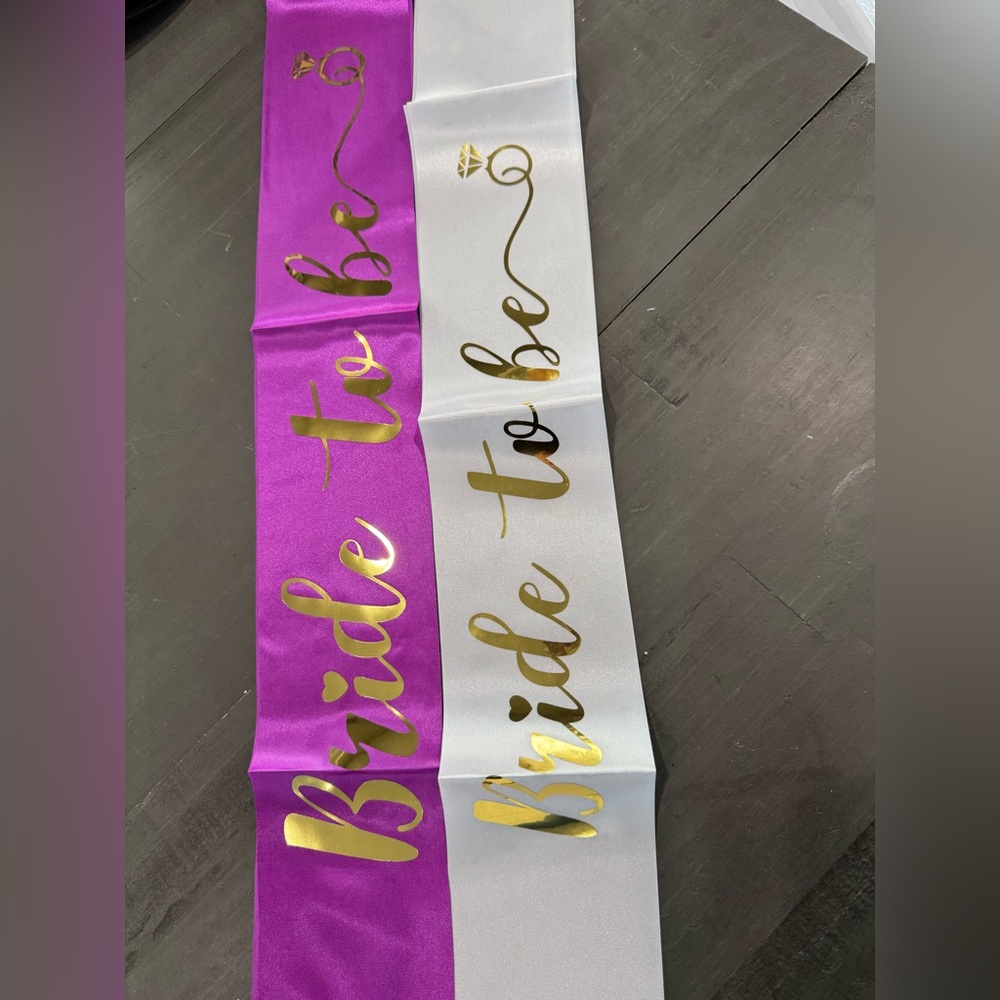 Gold and Purple 'Bride to Be' Sash Set